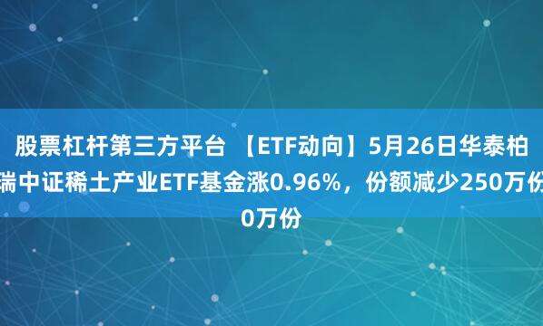 股票杠杆第三方平台 【ETF动向】5月26日华泰柏瑞中证稀土产业ETF基金涨0.96%，份额减少250万份