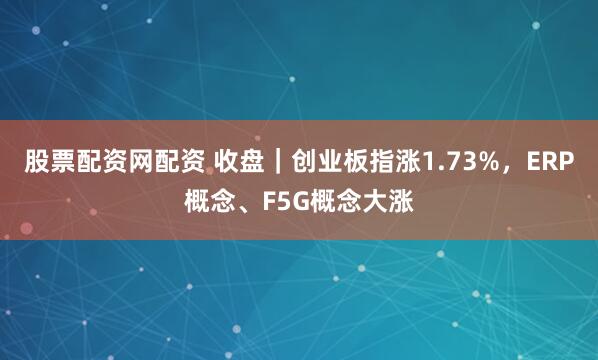 股票配资网配资 收盘｜创业板指涨1.73%，ERP概念、F5G概念大涨
